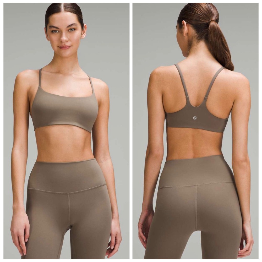 Lululemon Wunder Train Strappy Racer Bra Nomad Brown Size 14 C/D LW2DTMS NWT
